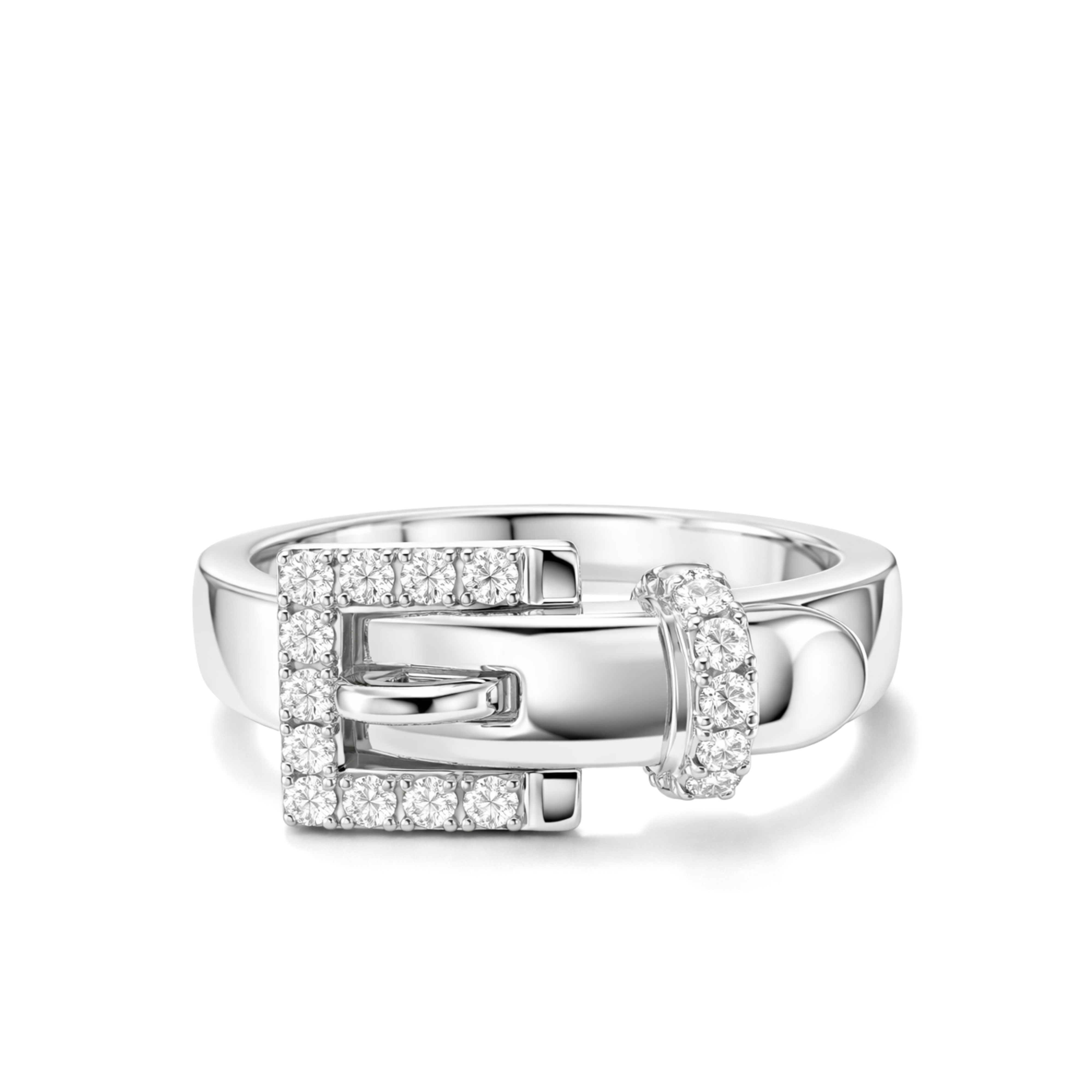 White Gold Belt Buckle Diamond Ring