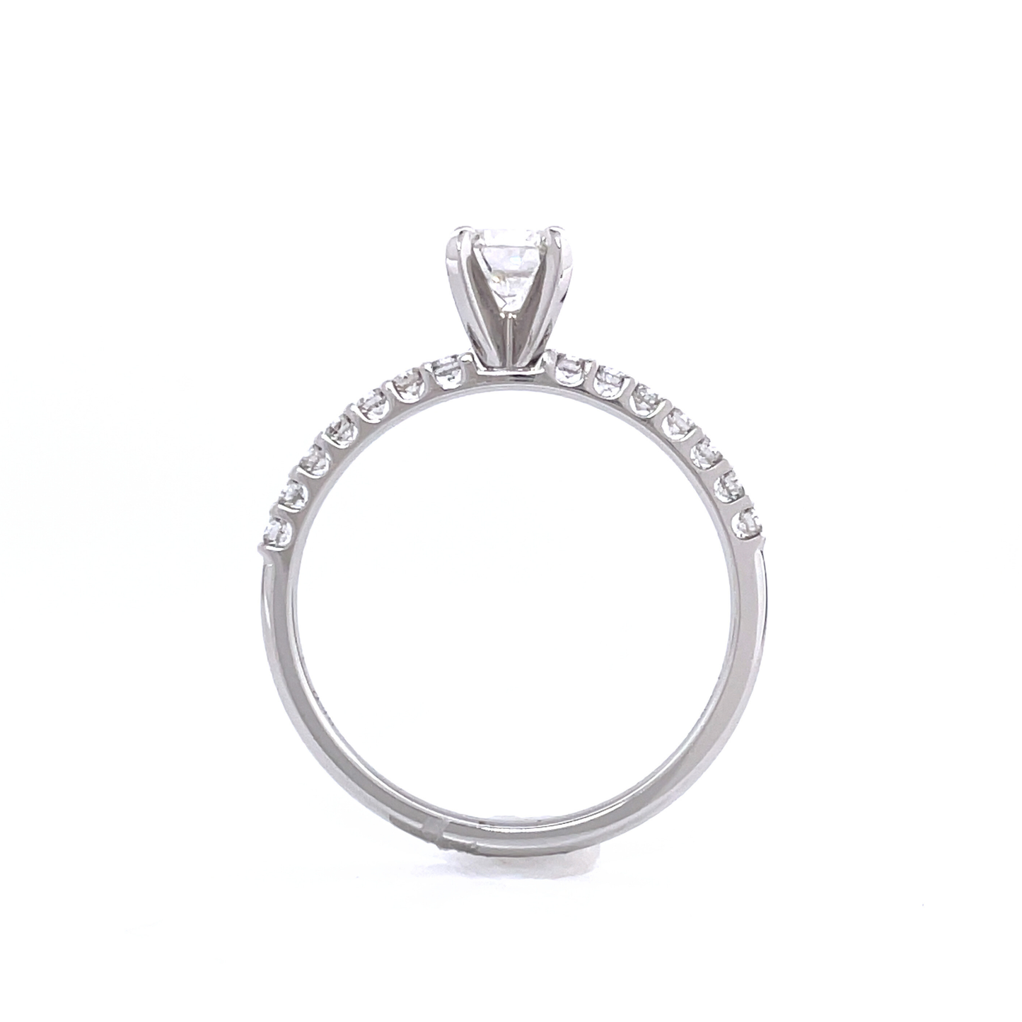 Four-Prong Petite Micropavé Solitaire Diamond Engagement Ring