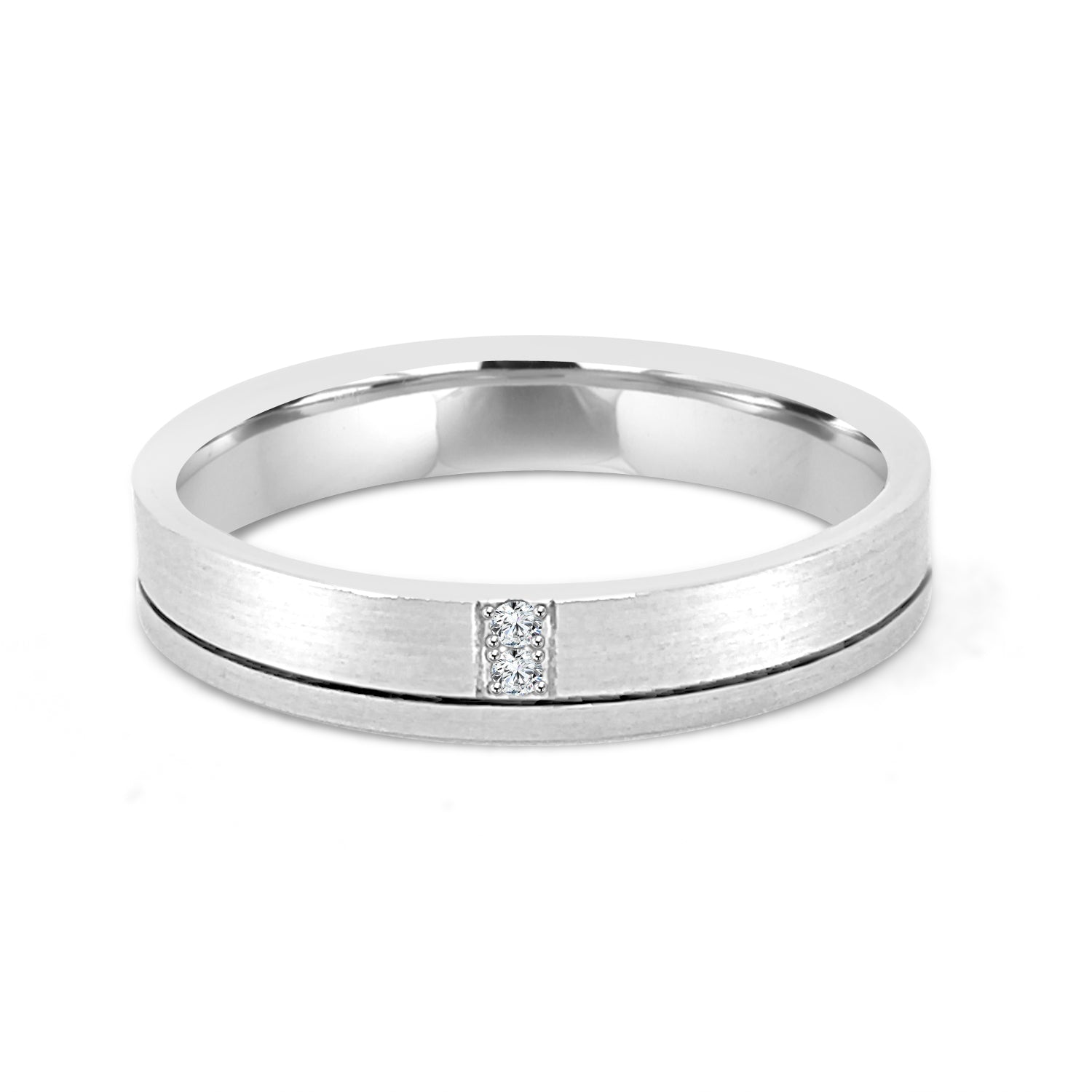 Satin Groove Diamond Band Ring