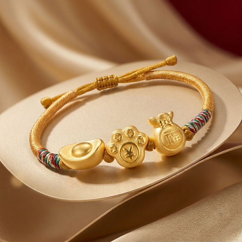 24K Gold Woven Cord Bracelet