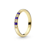 PANDORA Timeless 14k Gold Plated ring with CZ and blue enamel SKU: 168052CZ-50 (RETIRED)