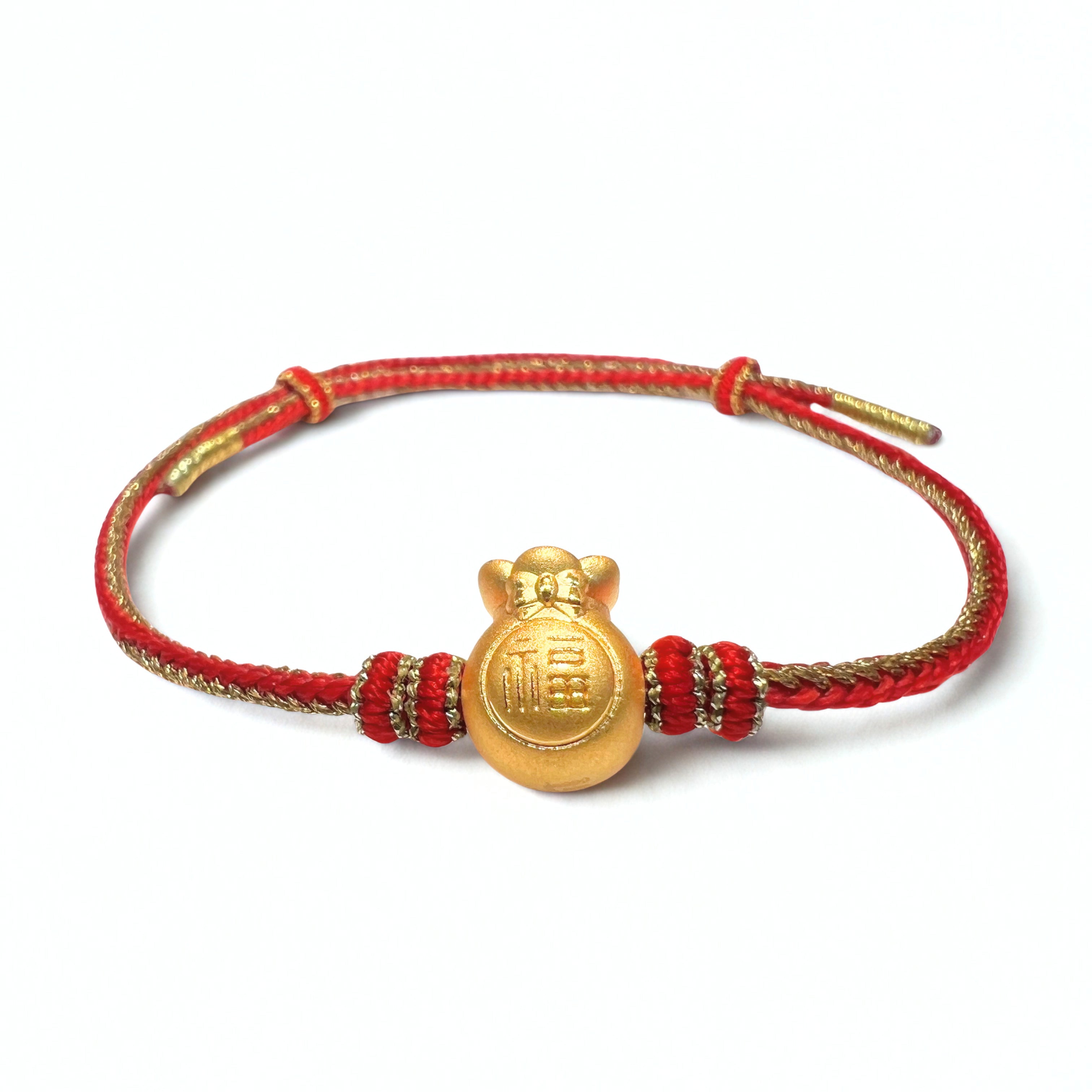 24K Gold Money Bag Charm Bracelet