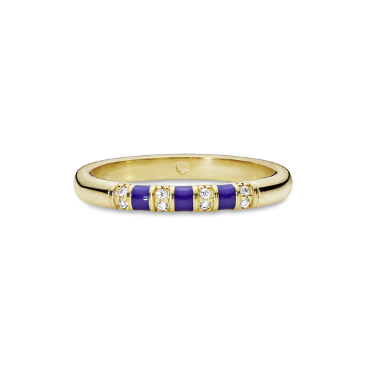 PANDORA Timeless 14k Gold Plated ring with CZ and blue enamel SKU: 168052CZ-50 (RETIRED)
