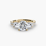 Three-Stone Ring with Pavé Band 4