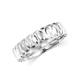 White Gold Faceted Link Wedding Band Ring