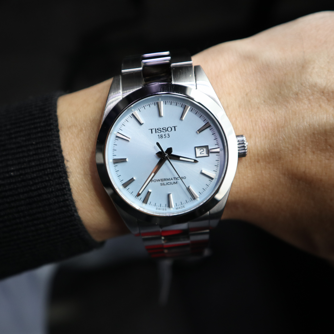 TISSOT GENTLEMEN POWERMATIC 80 ICE BLUE DIAL WATCH-T127.407.11.351.00