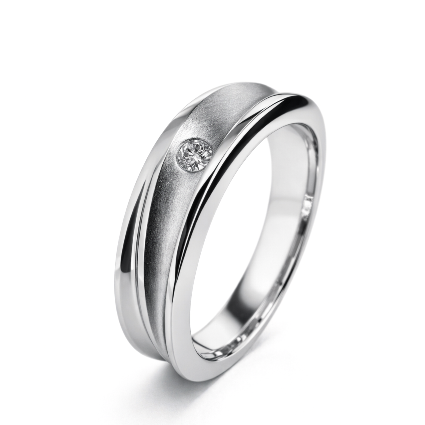 White Gold Brushed Diamond Band