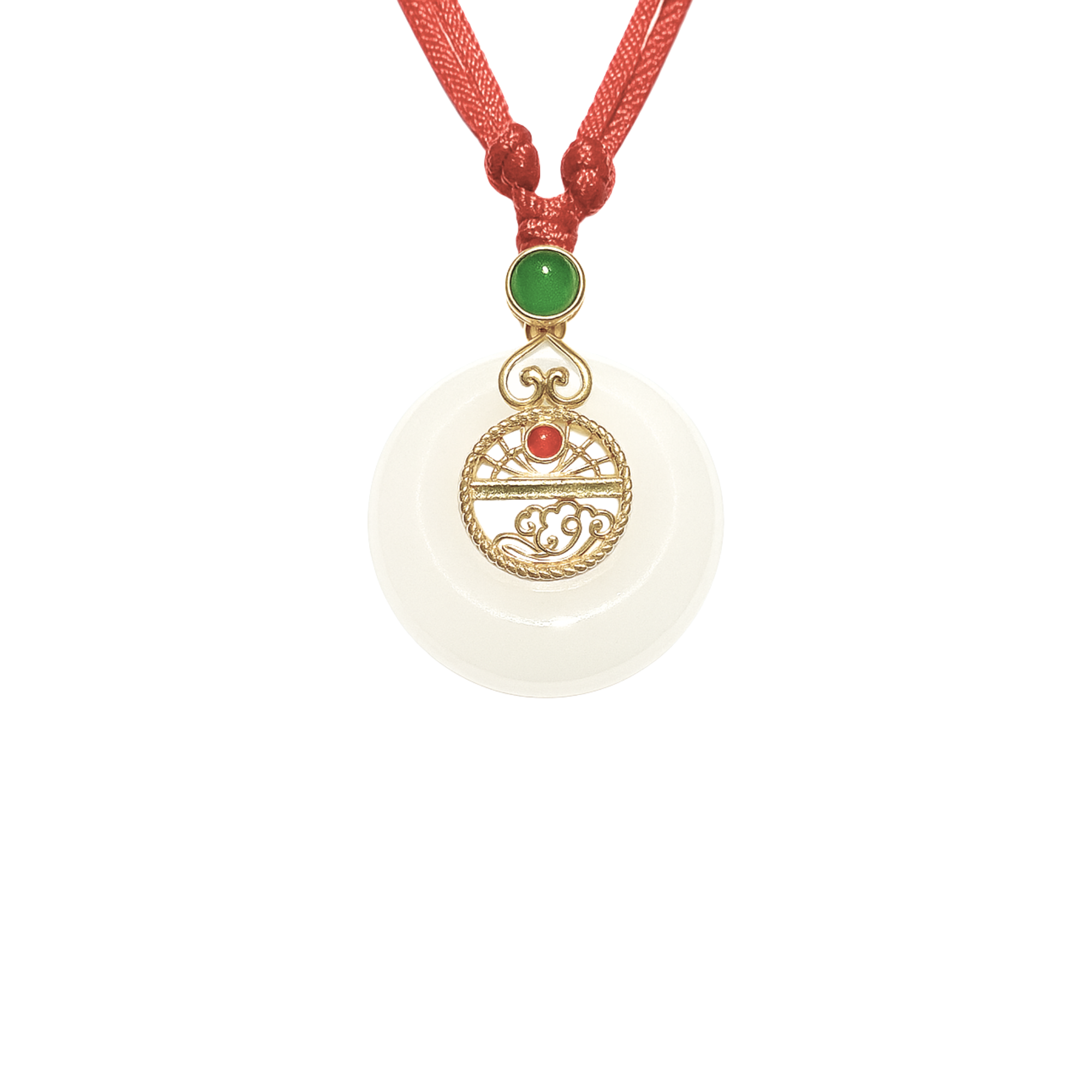 24K Hetian Jade Necklace (peace buckle)