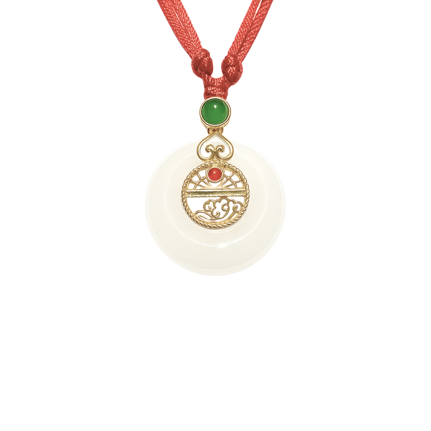 24K Hetian Jade Necklace (peace buckle)