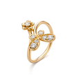 Rosé Gold Diamond Butterfly & Flower Ring