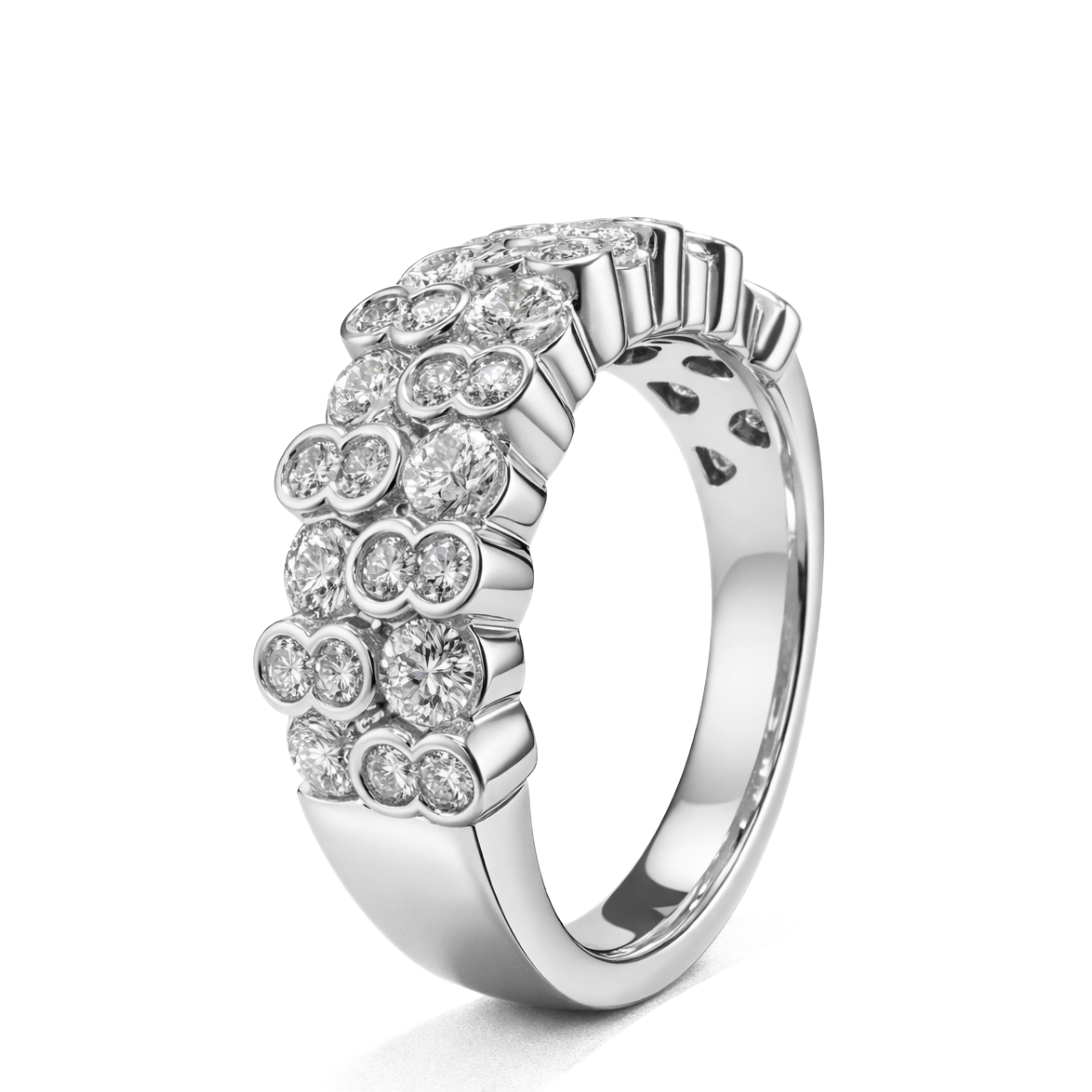 White Gold Multi-Row Diamond Band
