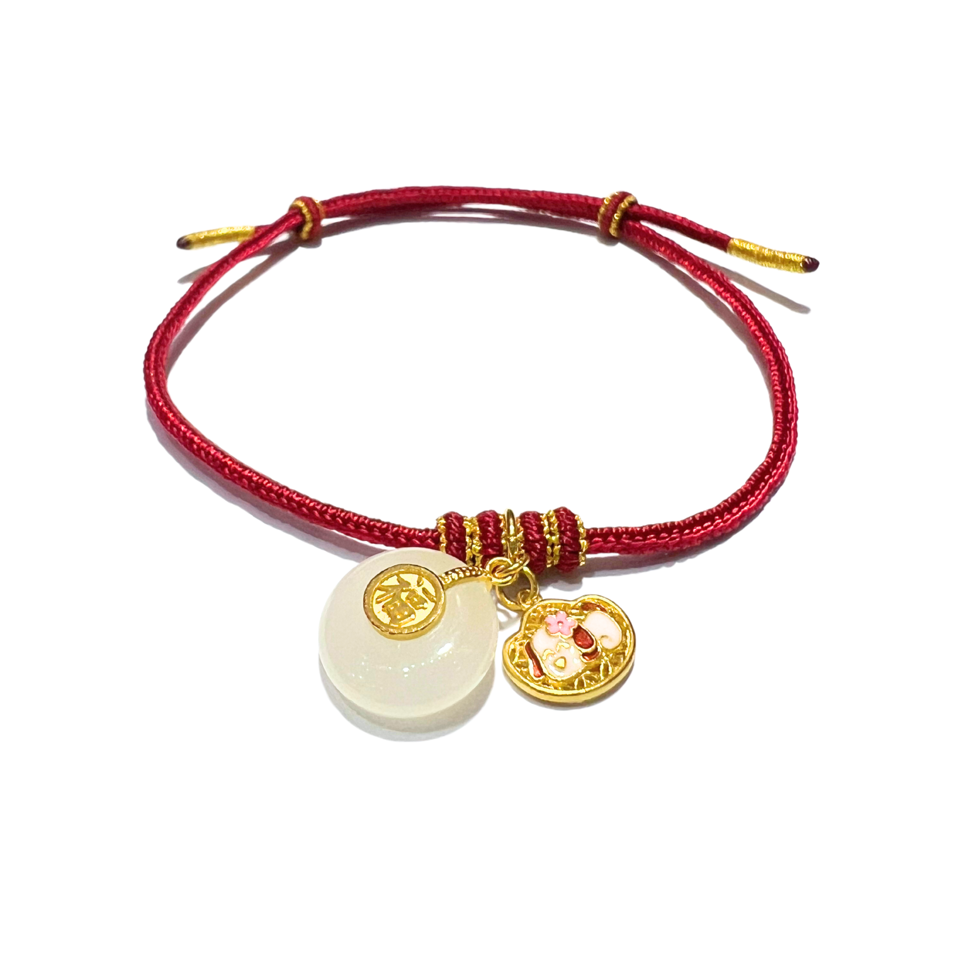 24K Gold Hetian Jade Bracelet Chinese Zodiac (Dog)
