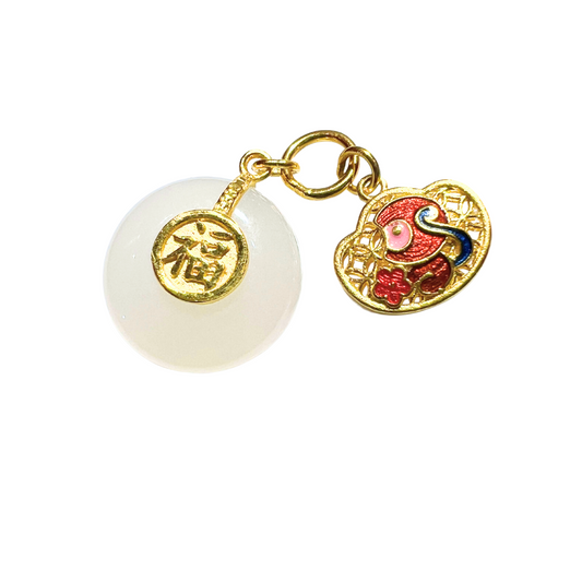 24K Chinese Zodiac Hetian Jade Gold Charm (Monkey)