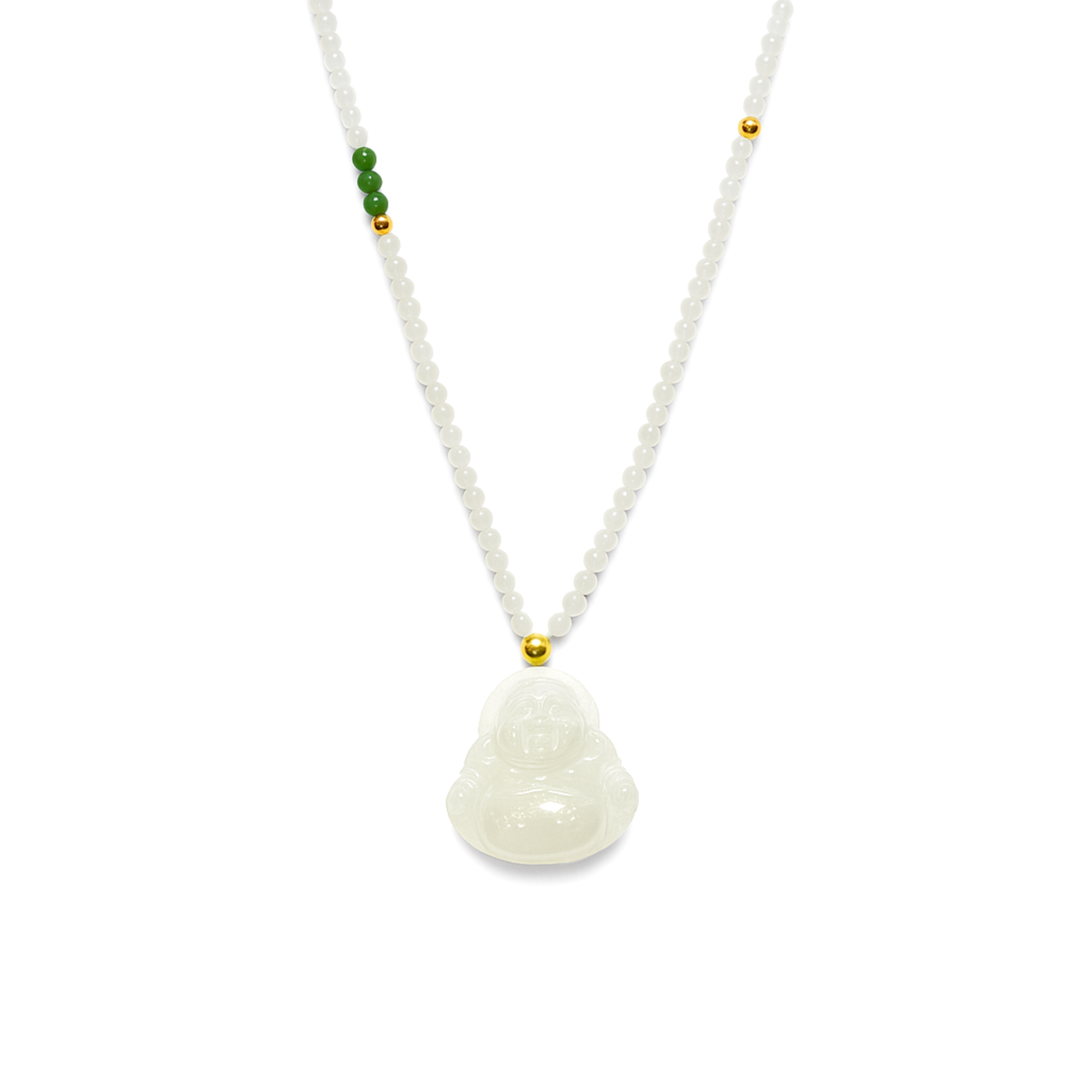 24K Hetian Jade Necklace (Laughing Buddha)