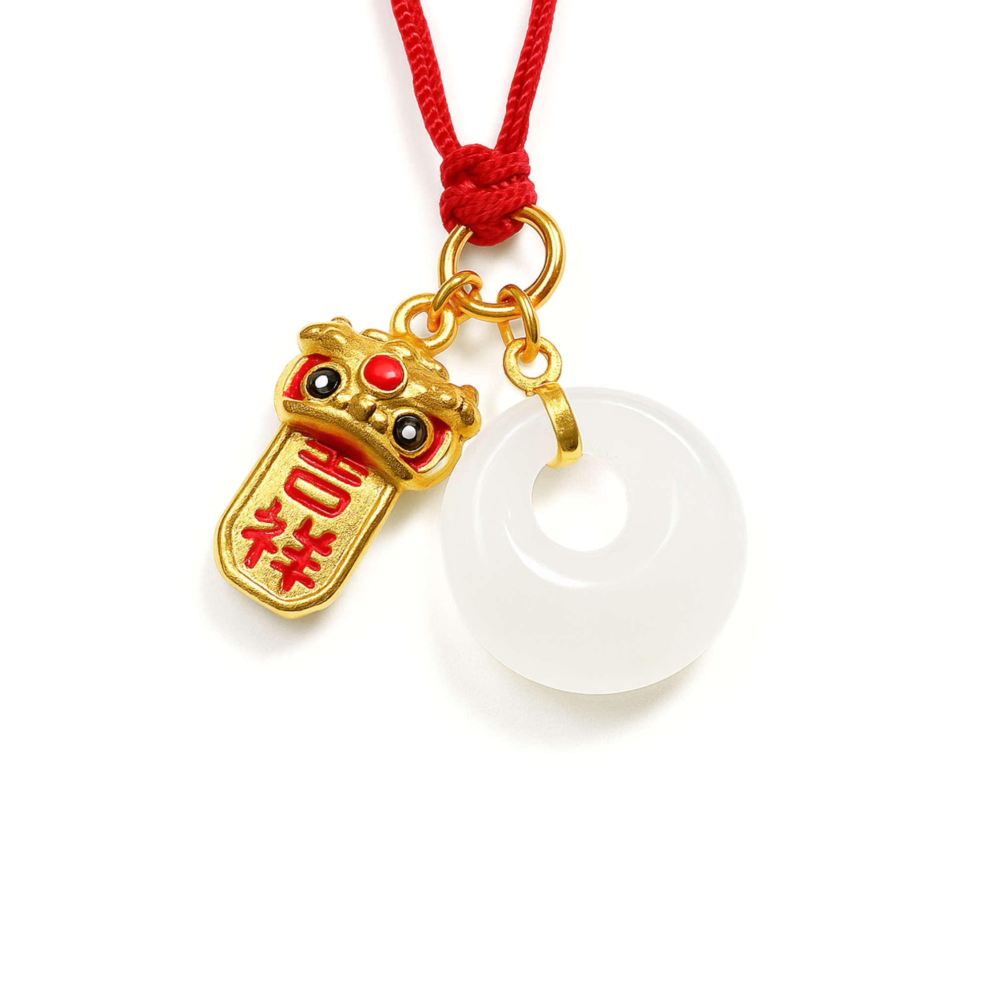 24K Hetian Jade Necklace (Lion Dance)