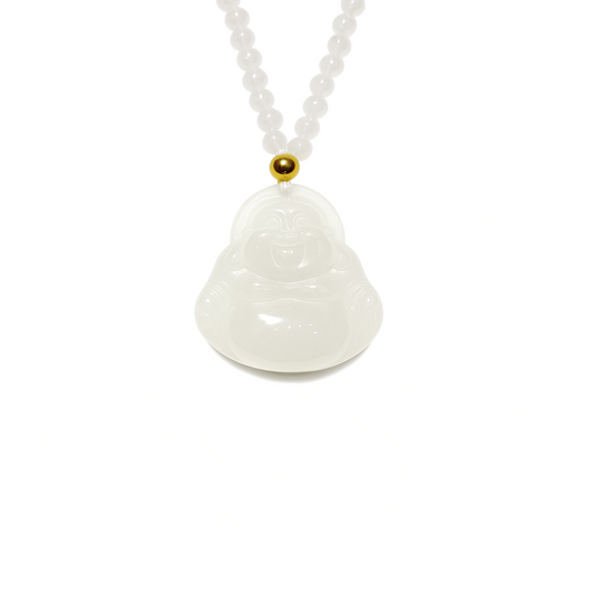 24K Hetian Jade Necklace (Laughing Buddha)