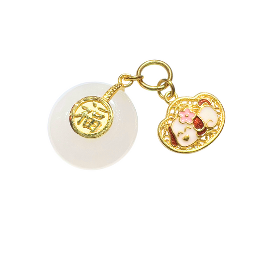 24K Chinese Zodiac Hetian Jade Gold Charm (Dog)