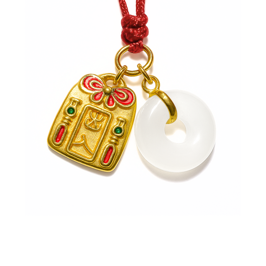 24K Hetian Jade Necklace (Peace Buckle)