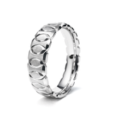 White Gold Faceted Link Wedding Band Ring