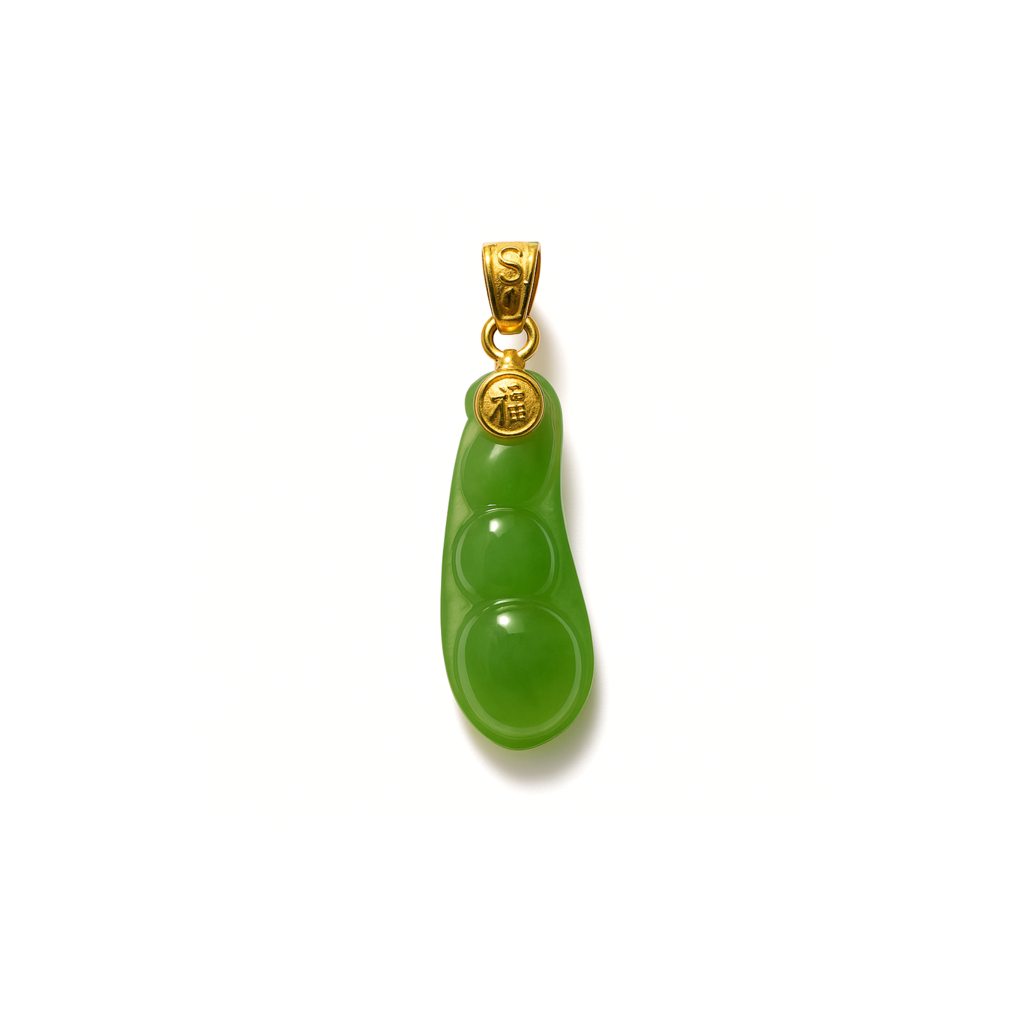 24K Hetian Jade Pendant (Bean)