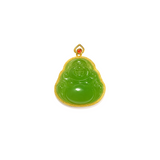 24K Hetian Jade Pendant (Laughing Buddha)