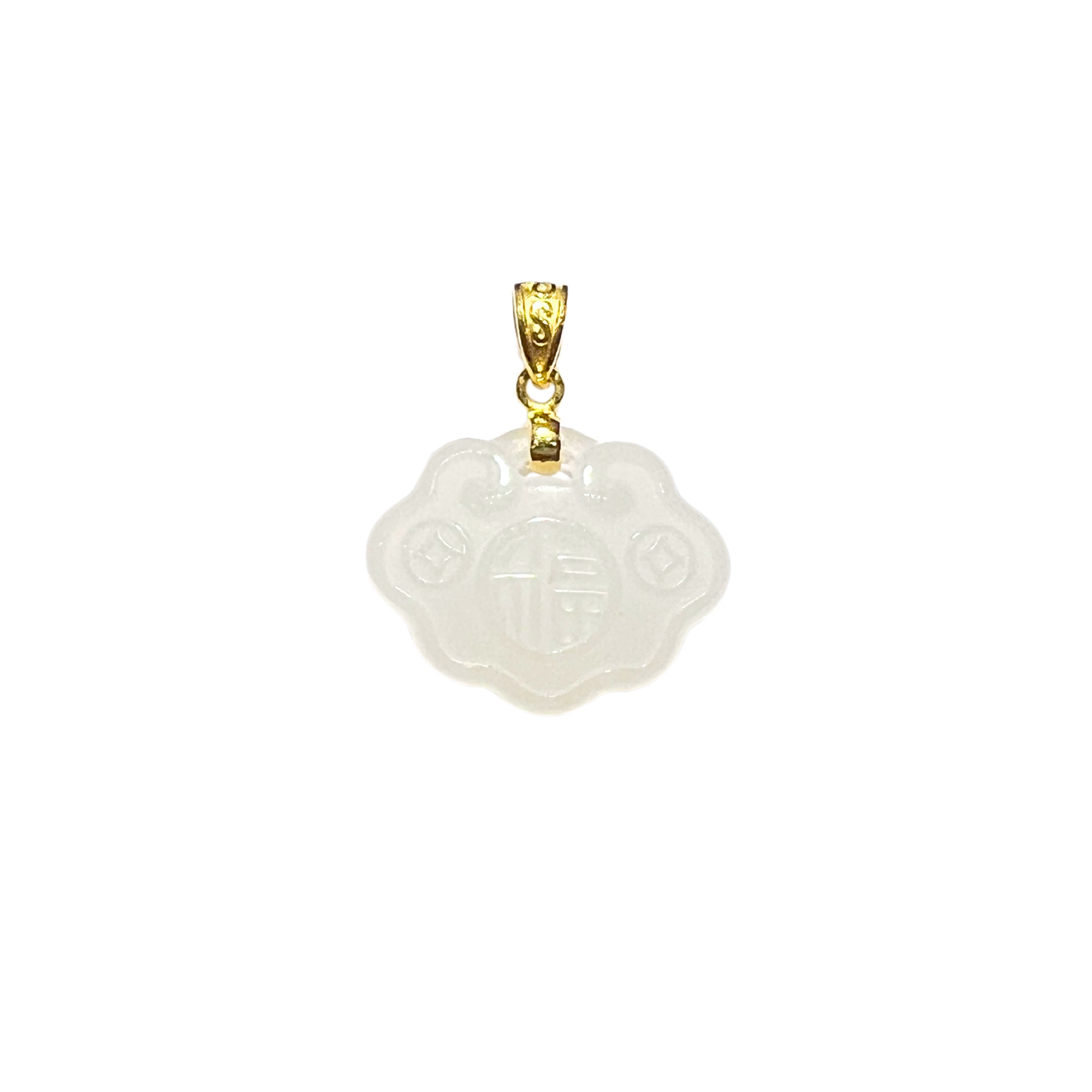 24K Hetian Jade Pendant (Peace buckle)