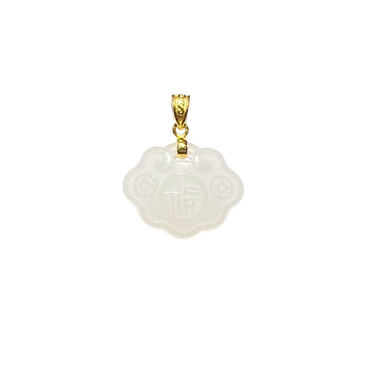 24K Hetian Jade Pendant (Peace buckle)