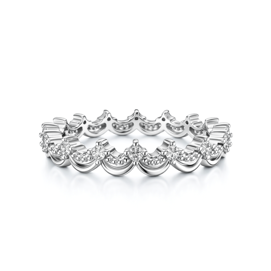 White Gold Wave Diamond Eternity Band Ring