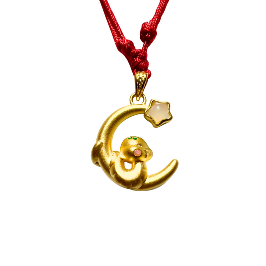 24K Hetian Jade Chinese Zodiac Necklace (Snake)