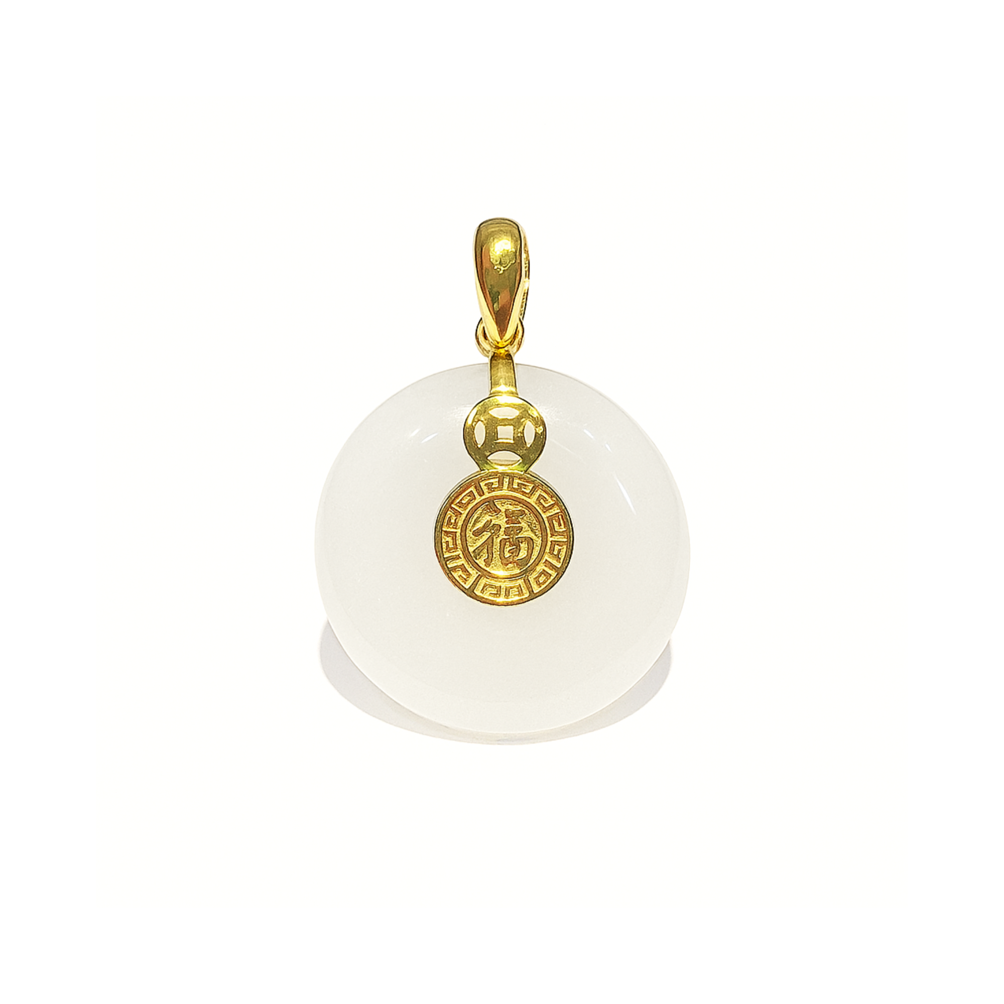 24K Hetian Jade Pendant (Peace buckle)