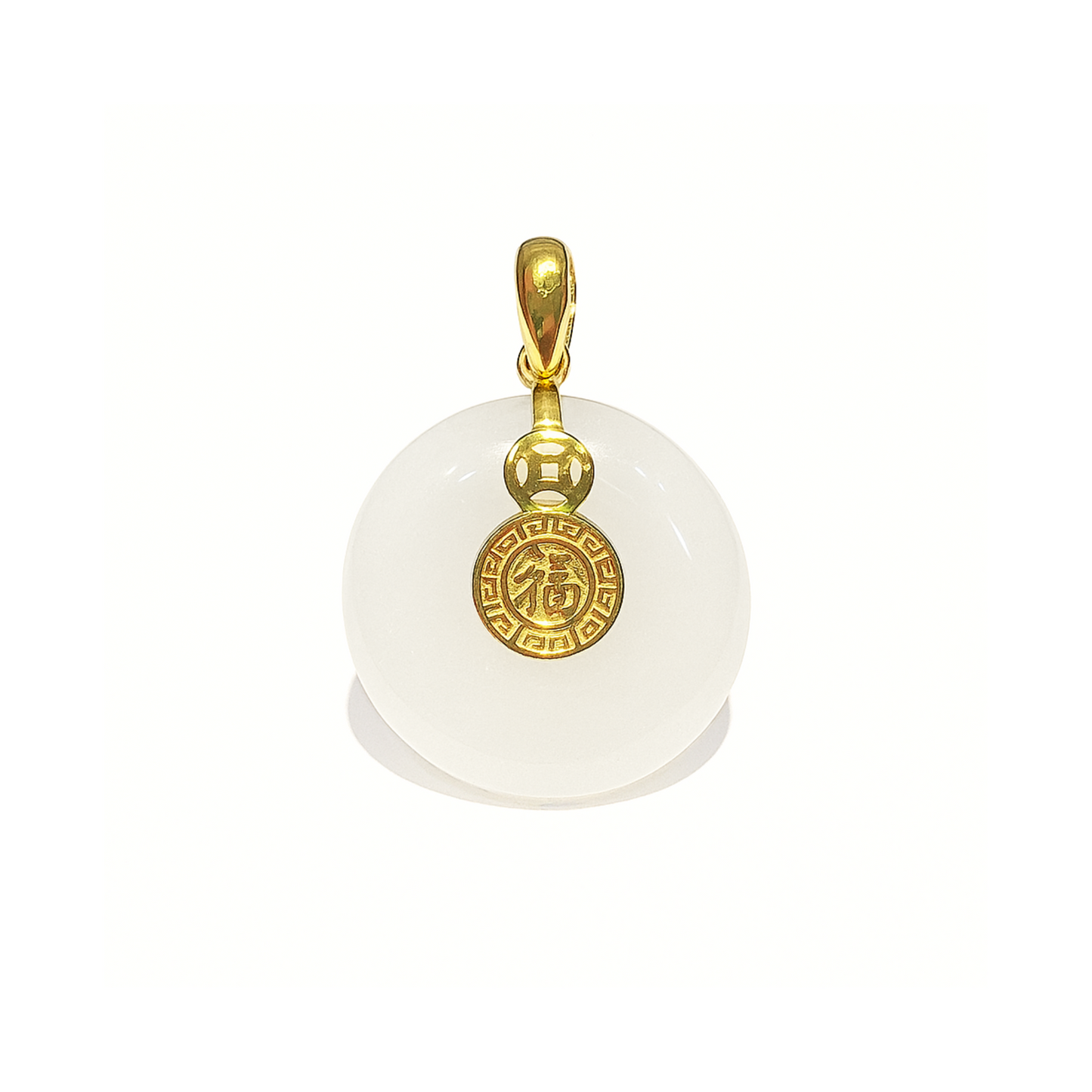 24K Hetian Jade Pendant (Peace buckle)