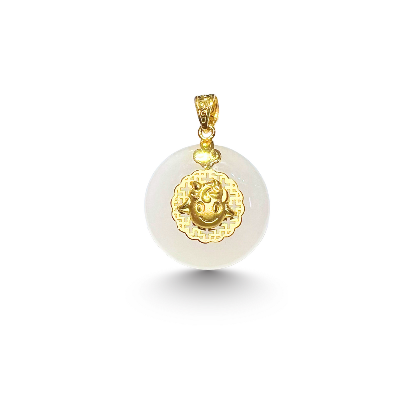 24K Hetian Jade Zodiac Pendant (Goat)