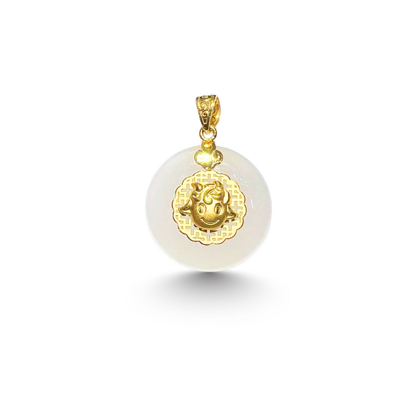 24K Hetian Jade Zodiac Pendant (Goat)