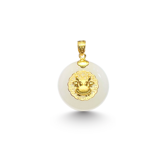 24K Hetian Jade Zodiac Pendant (Ox)