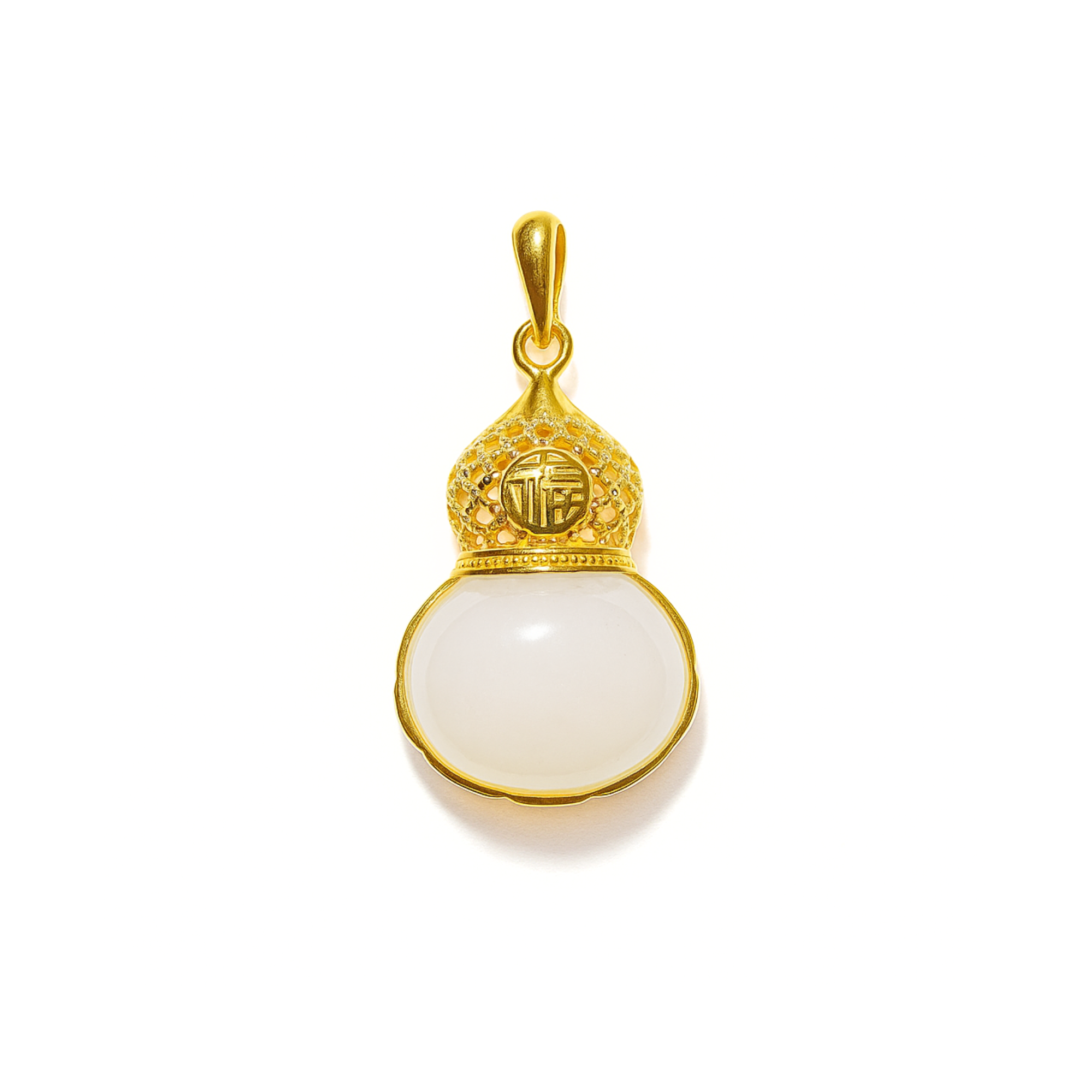 24K Hetian Jade Pendant (Calabash)