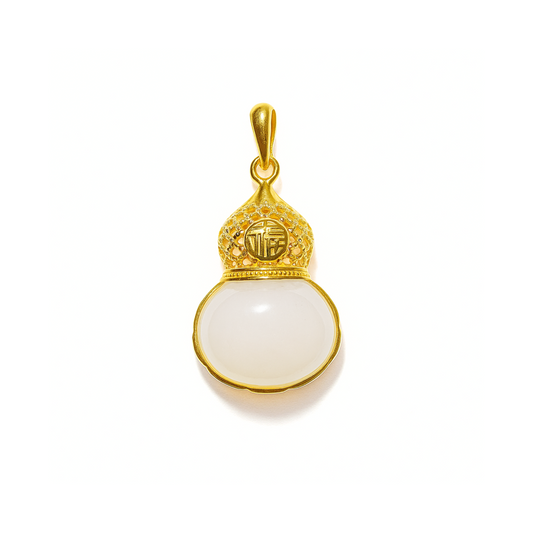 24K Hetian Jade Pendant (Calabash)