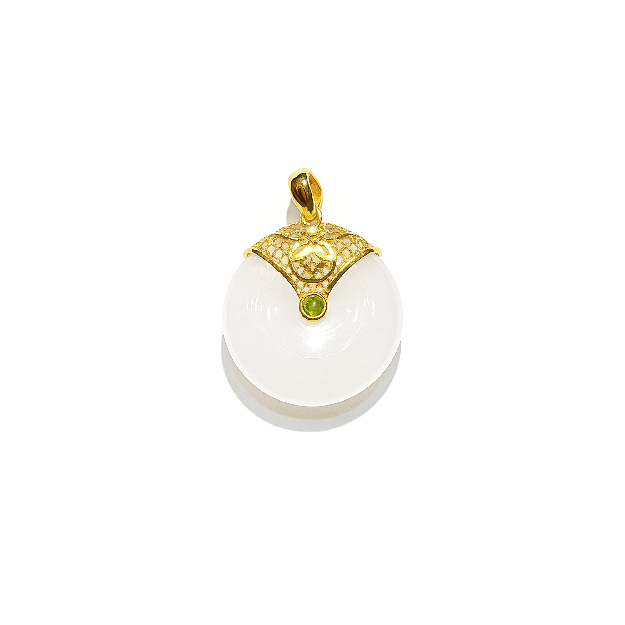 24K Hetian Jade Pendant (Peace Buckle)