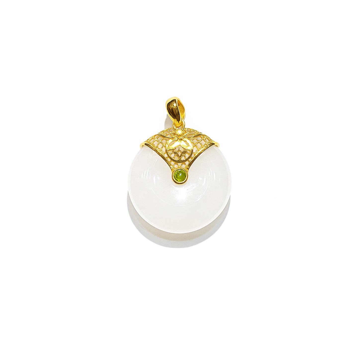 24K Hetian Jade Pendant (Peace Buckle)