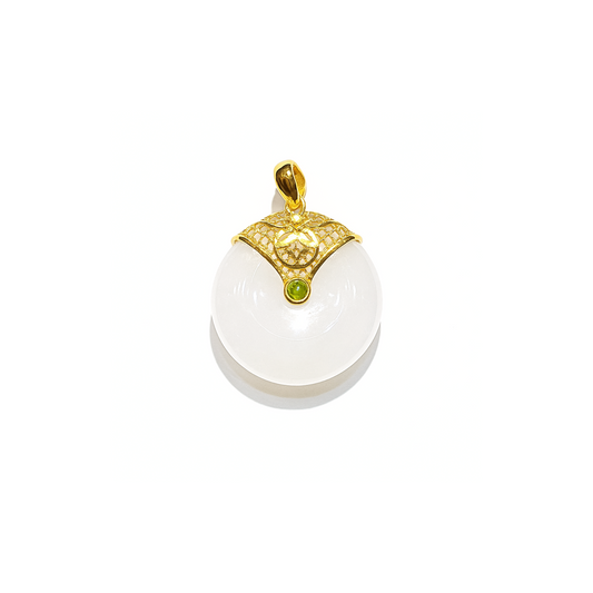 24K Hetian Jade Pendant (Peace Buckle)