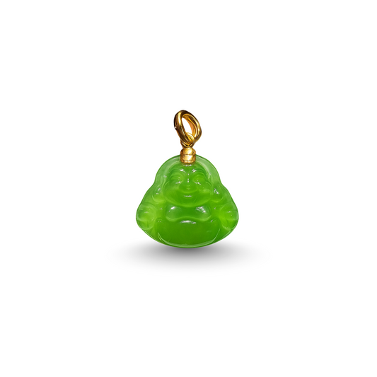 24K Hetian Jade Pendant (Laughing Buddha)
