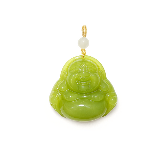 24K Hetian Jade Necklace (Laughing Buddha)
