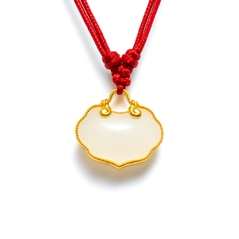 24K Hetian Jade Necklace (auspicious cloud)