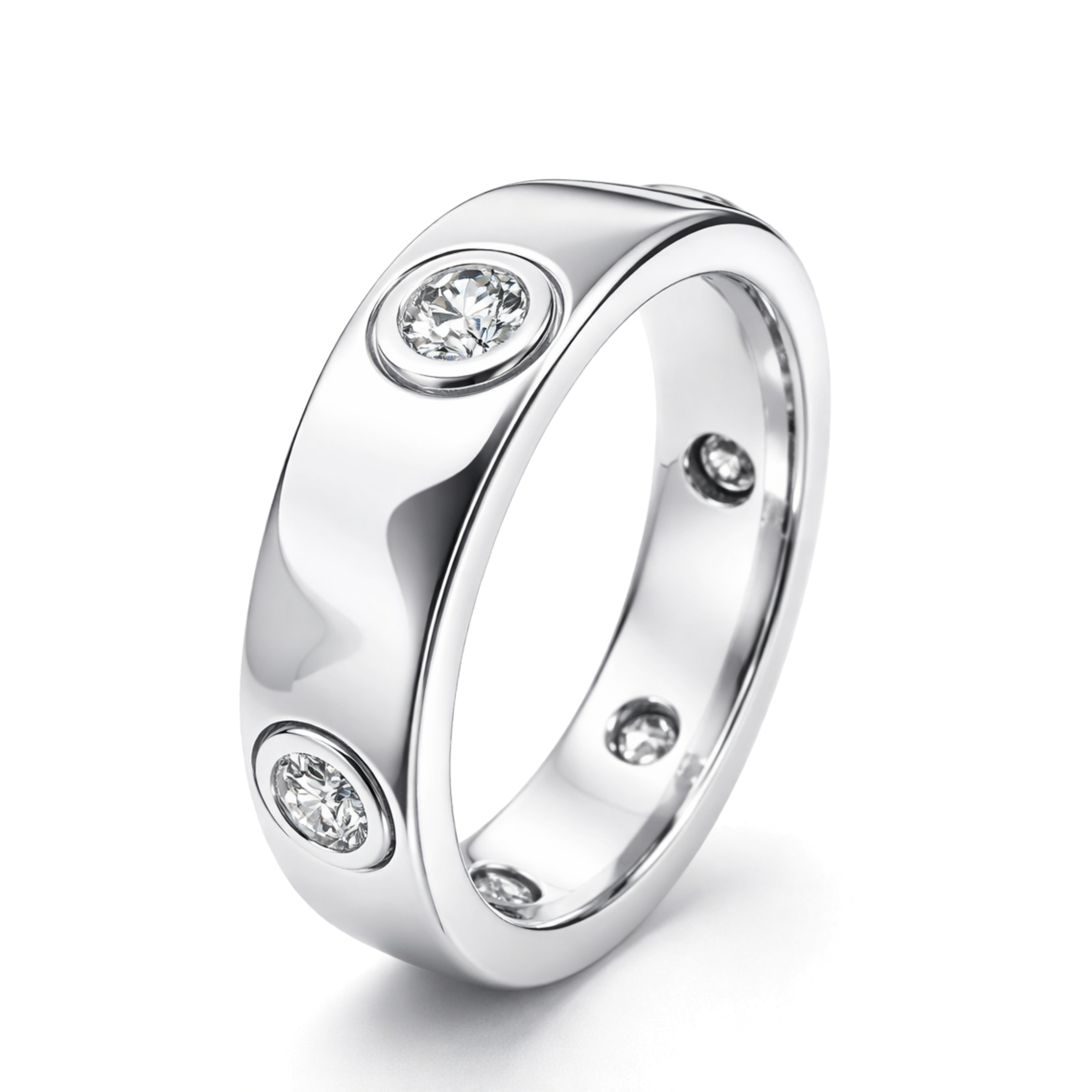 White Gold Bezel-Set Diamond Band