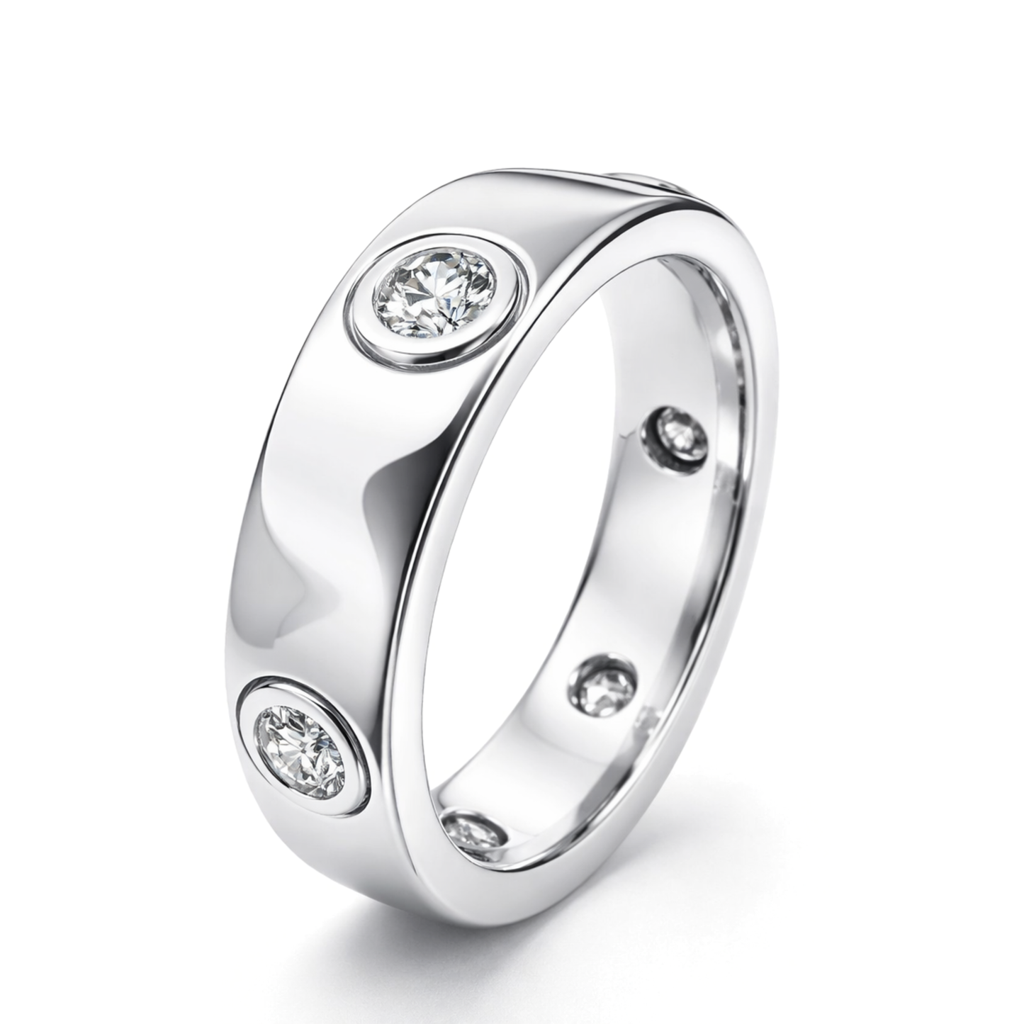White Gold Bezel-Set Diamond Band
