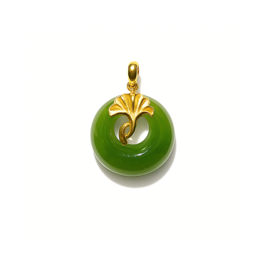 24K Hetian Jade Pendant (Peace buckle)