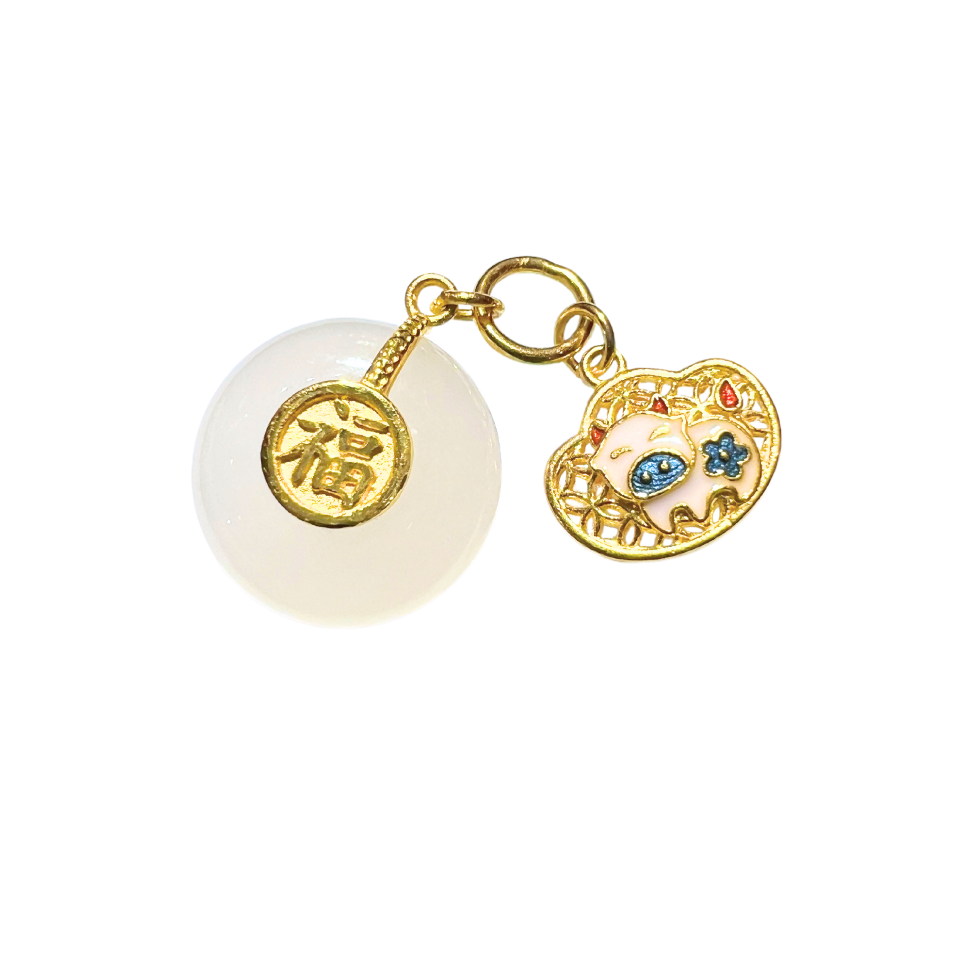 24K Chinese Zodiac Hetian Jade Gold Charm (Ox)