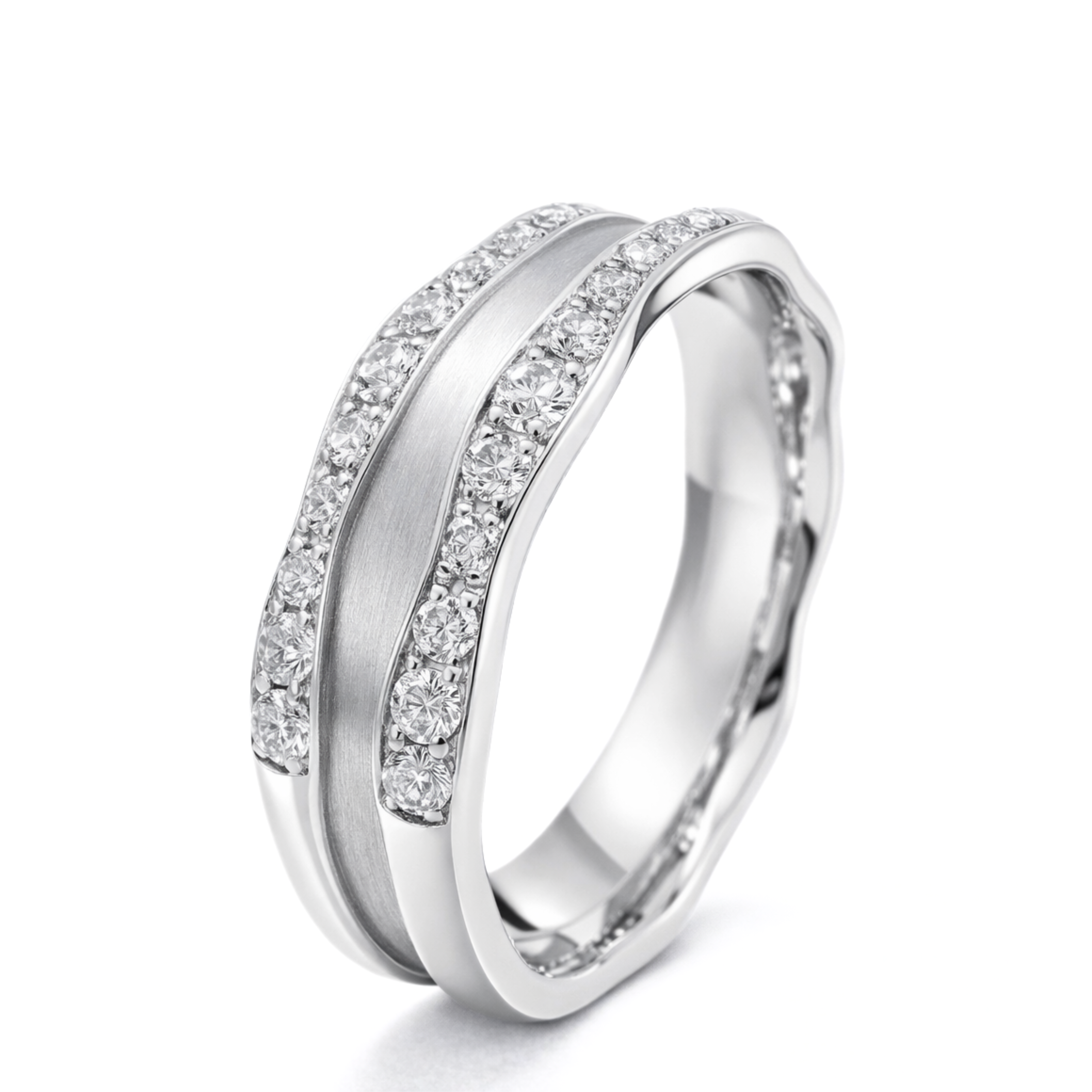 White Gold Double Row Diamond Band