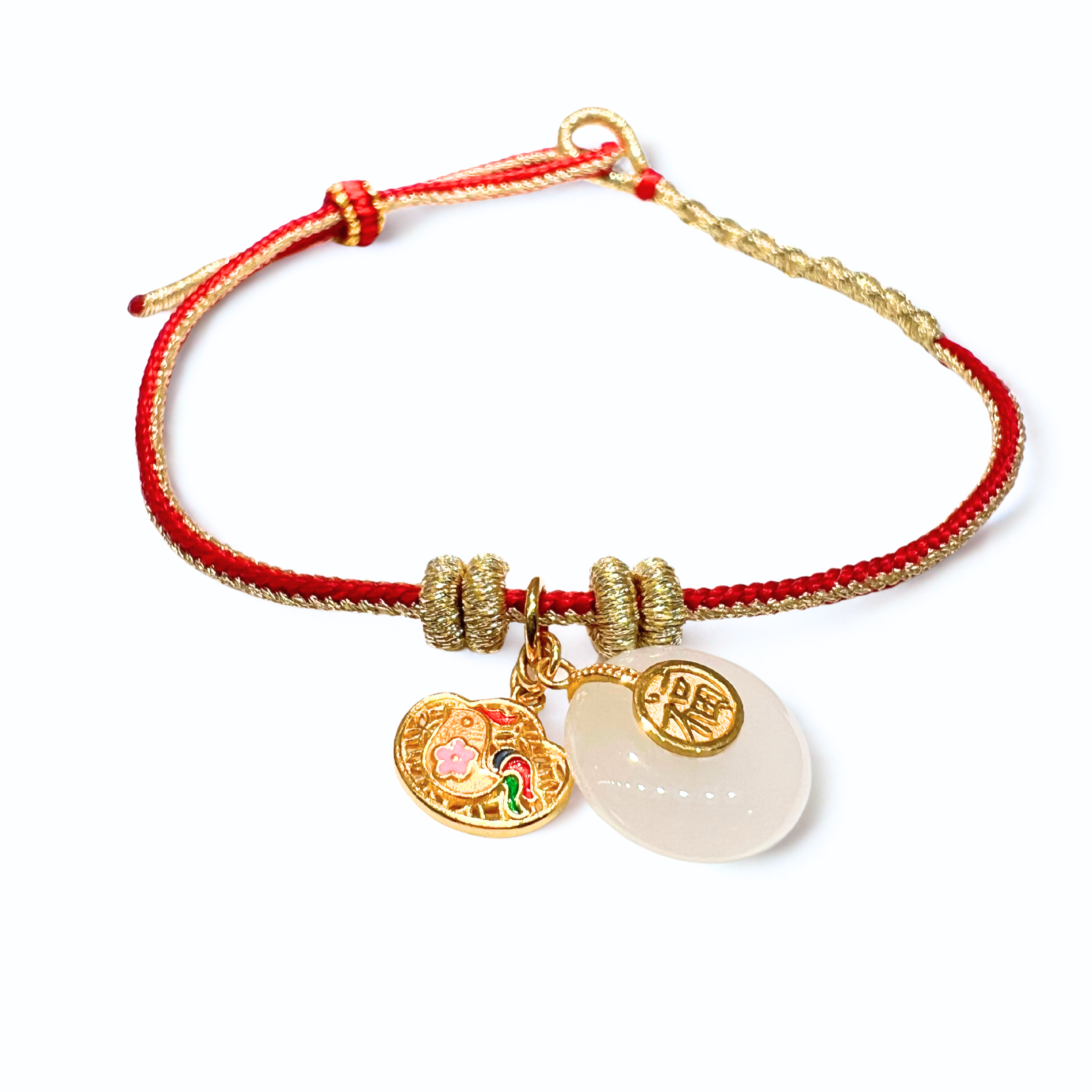 24K Gold Hetian Jade Bracelet Chinese Zodiac (Rooster)