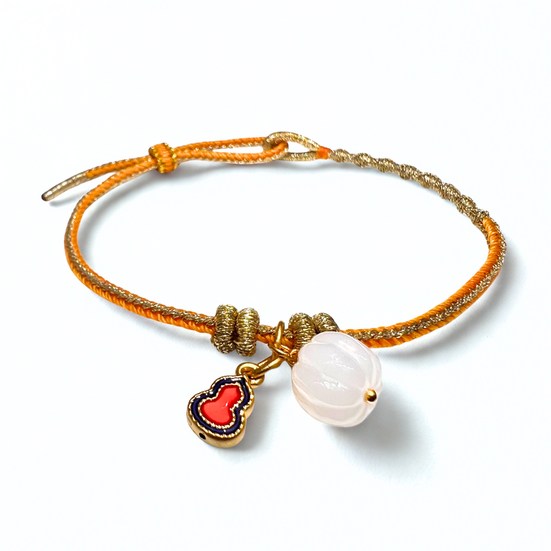 24K Gold Hetian Jade Bracelet (Calabash, Tangerine)