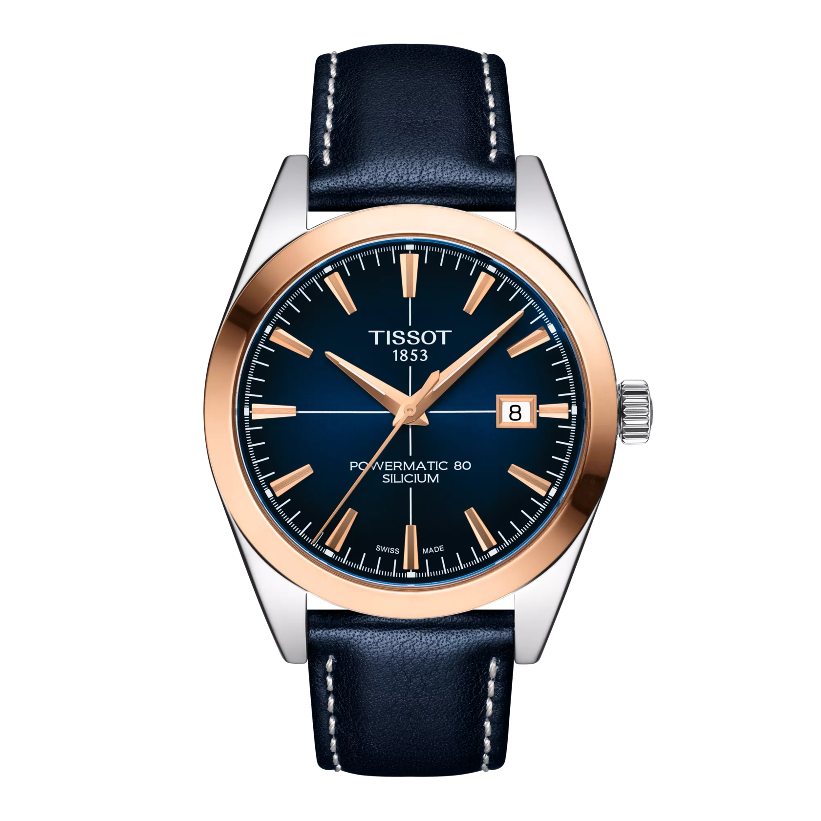 Tissot Gentleman Powermatic 80 Silicium Solid 18K Gold bezel T9274074604100